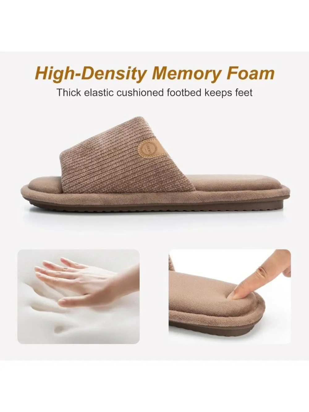 Men's Brown Cozy Memory Foam Slippers Indoor Outdoor Slip On House Shoes